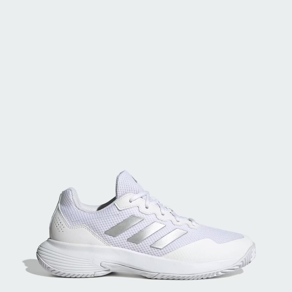 NEW Adidas Gamecourt 2.0 Tennis Shoes Cloud White Silver HQ8476 Womens Size 10
